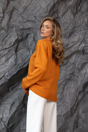 Marion Relaxed Crew Sweater – Orange