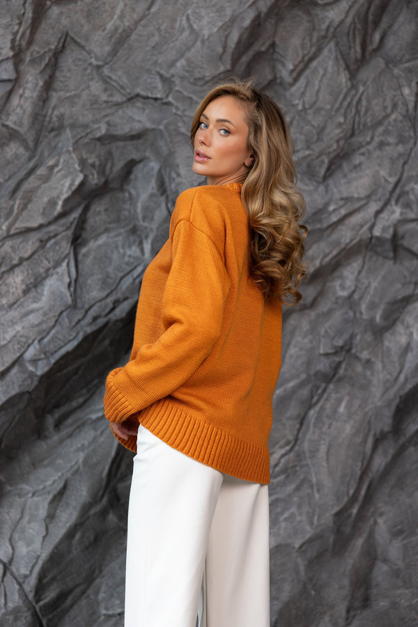 Marion Relaxed Crew Sweater – Orange