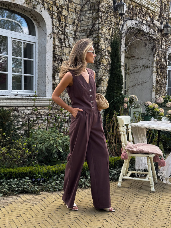 Blanche Waistcoat & Trouser Suit – Brown