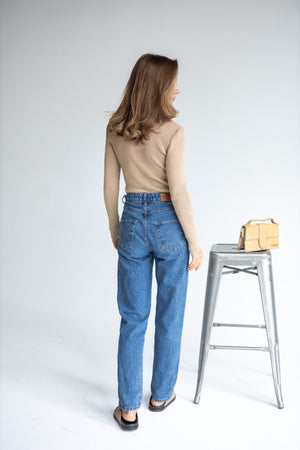 Elise Buttoned Knit Top – Beige