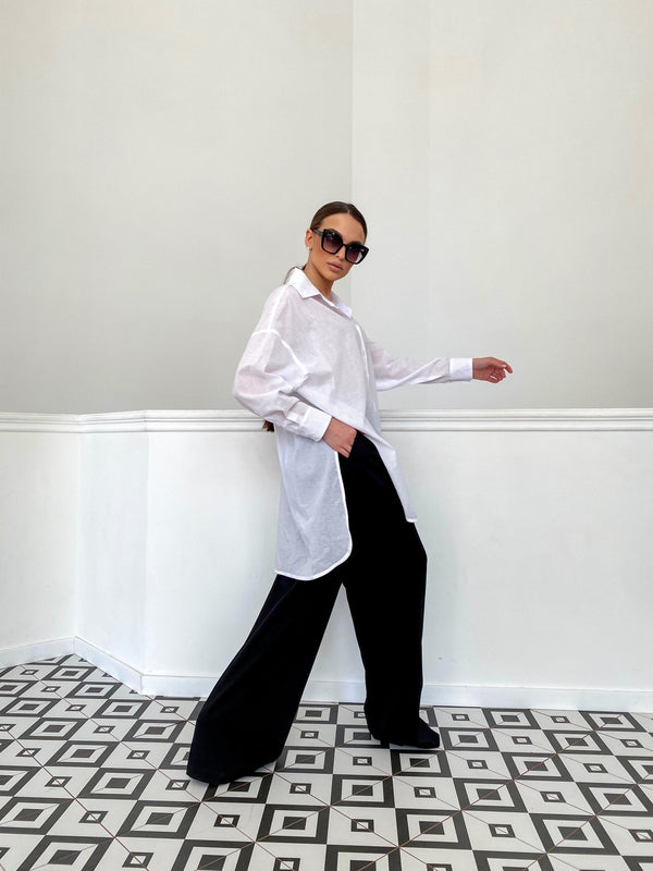 Émilie Oversized Cotton Shirt – White