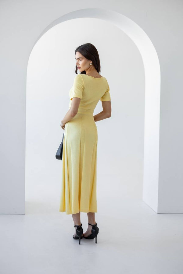 Isadora Slit Knit Maxi Dress – Yellow