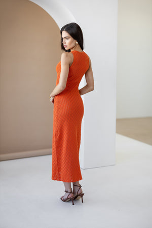 Talia Crochet Knit Maxi Dress – Orange
