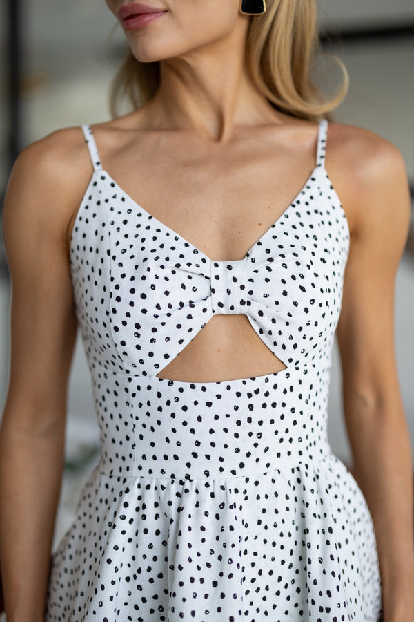Margaux Polka Dot Mini Dress – White