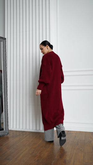Selene Longline Cardigan – Burgundy