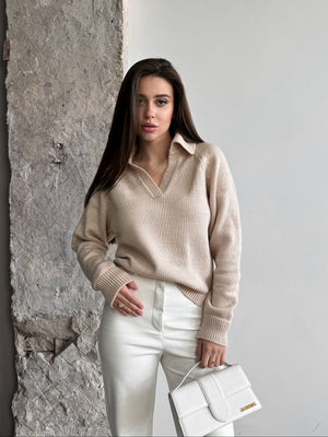 Elin Knit Blouse – Sand
