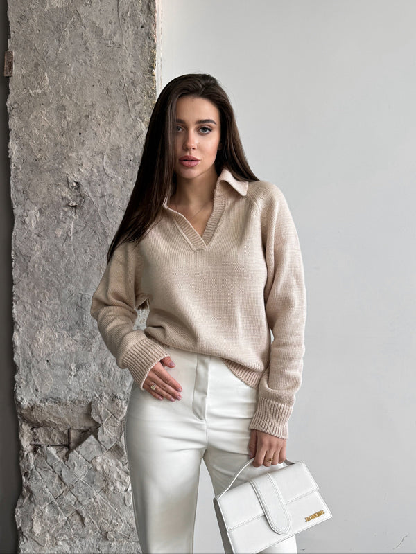 Elin Knit Blouse – Sand