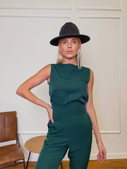 Hortense Sleeveless Top & Flare Trouser Set in Green