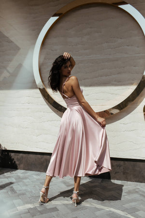 Rosine Satin Bustier Midi Dress