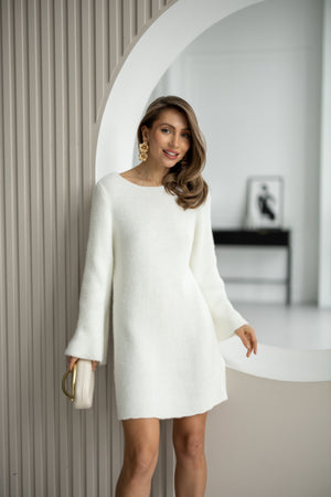 Cosette Bell-Sleeve Swing Dress – Milk White