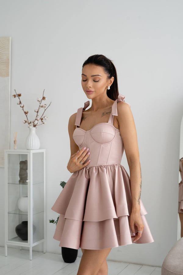 Léontine Tie-Strap Tiered Mini Dress – Mango