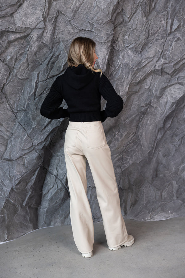 Capucine Cropped Zip Knit Jacket – Black
