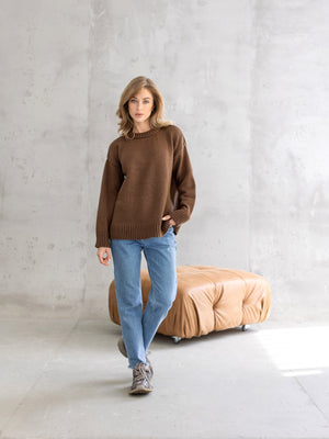 Marion Relaxed Crew Sweater – Brown