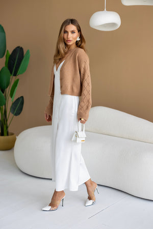 Jacinthe Fine Knit Cardigan – Camel