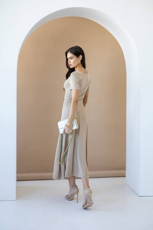 Isadora Slit Knit Maxi Dress – Beige