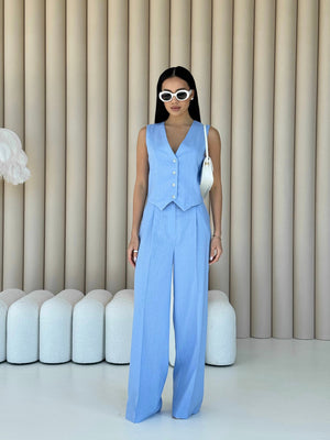 Blanche Waistcoat & Trouser Suit – Blue