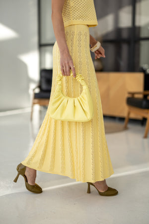 Ophélie Knit Top & Pleated Skirt Set – Yellow