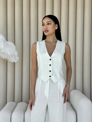 Blanche Waistcoat & Trouser Suit – Milk White