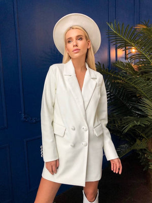 Georgette Blazer Dress – White