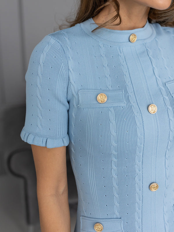 Margot Ribbed Midi Dress – Sky Blue