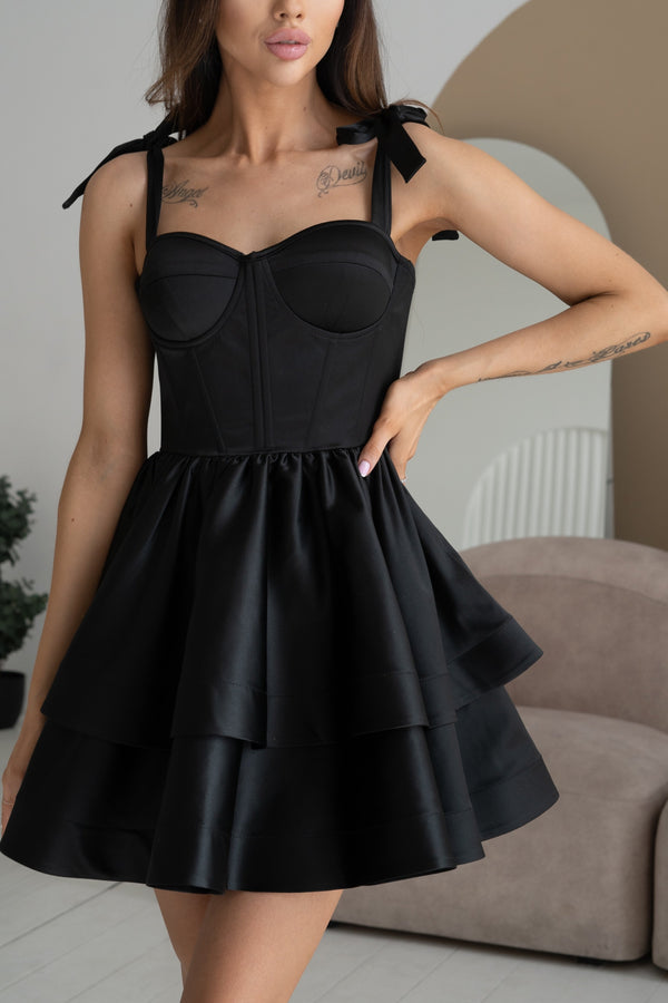 Léontine Tie-Strap Tiered Mini Dress – Mango