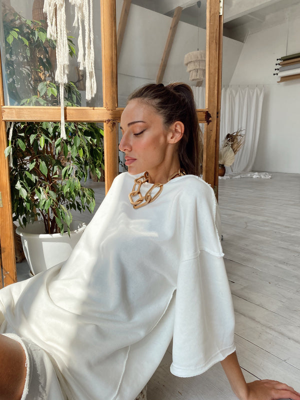 Isaline Oversized Tee & Shorts Set – Ivory