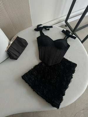 Émeraude Corset Top & Textured Skirt Set