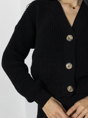 Adélaïde Knit Cardigan & Trouser Set – Black
