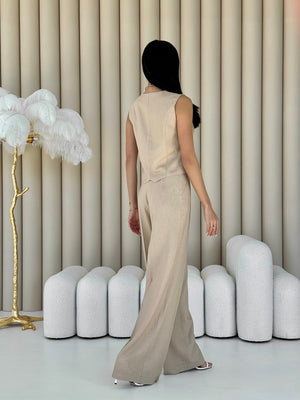 Blanche Waistcoat & Trouser Suit – Beige