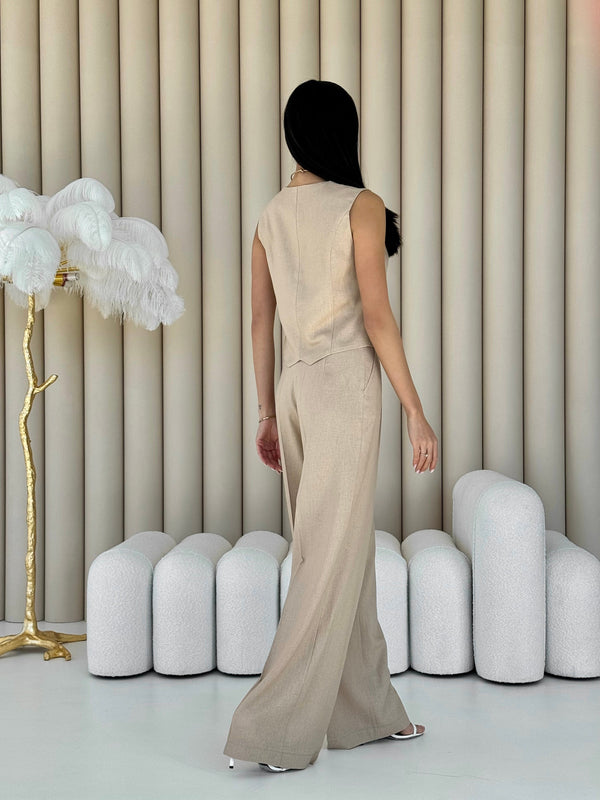 Blanche Waistcoat & Trouser Suit – Beige