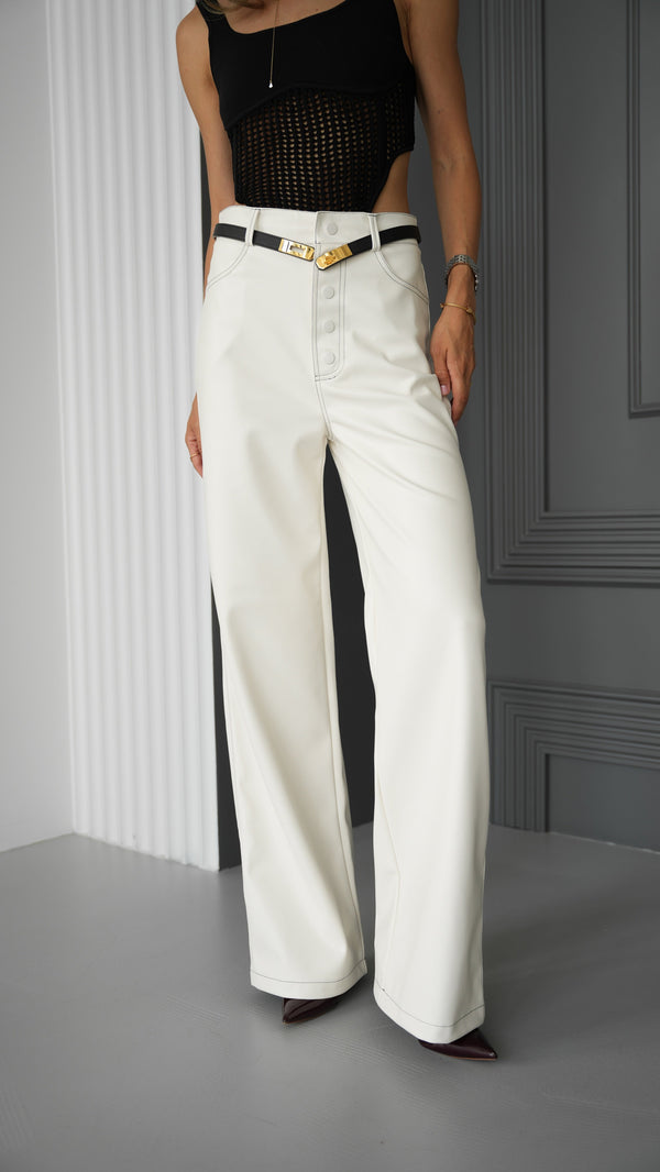 Astrid Belted Wide-Leg Trousers