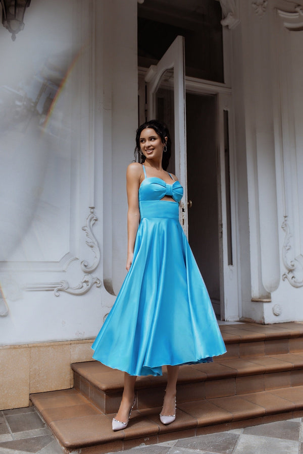 Rosine Satin Bustier Midi Dress