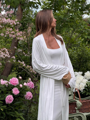 Cerise Ribbed Belted Robe Cardigan – Milk White