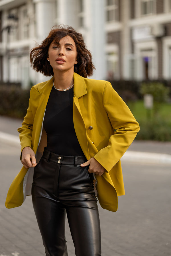 Gwendoline Double-Breasted Oversized Blazer – Olive