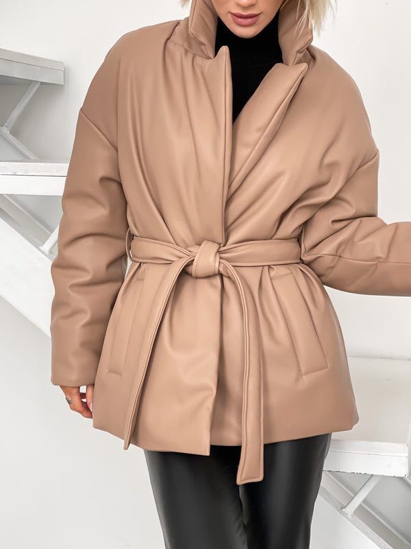 Théodora Quilted Belted Jacket – Camel