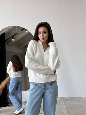 Elin Knit Blouse – Milk White