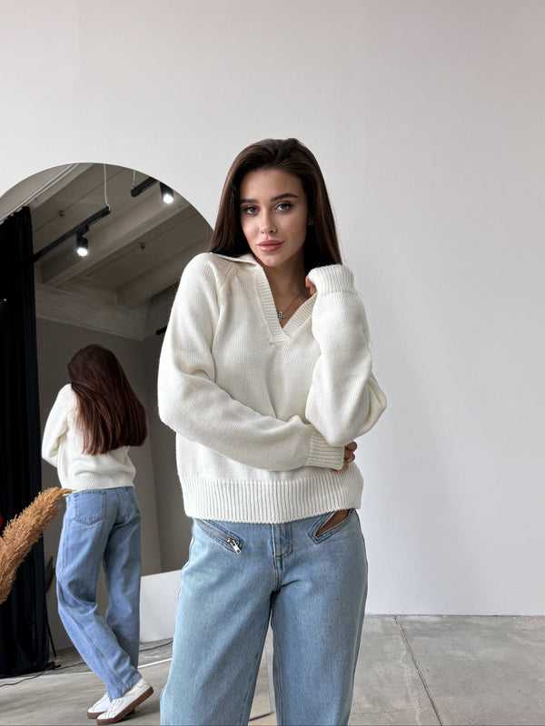 Elin Knit Blouse – Milk White