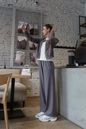 Solene Knit Lounge Set – Grey