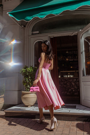 Rosine Satin Bustier Midi Dress