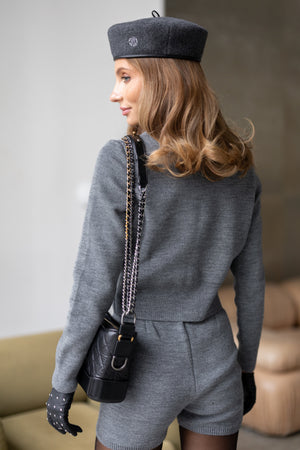 Simone Knit Shirt & Shorts Set – Grey