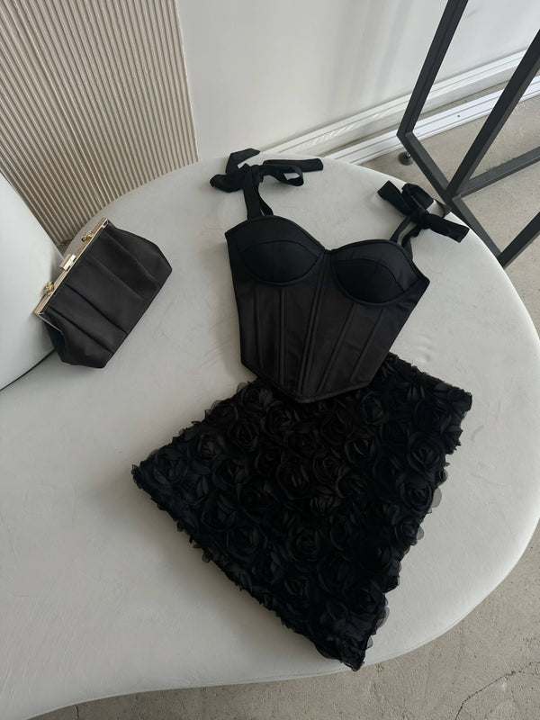 Émeraude Corset Top & Textured Skirt Set