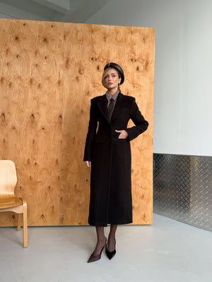 Irène Single-Breasted Wool Coat – Chocolate