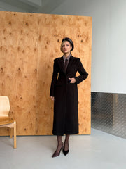 Irène Single-Breasted Wool Coat in Chocolate