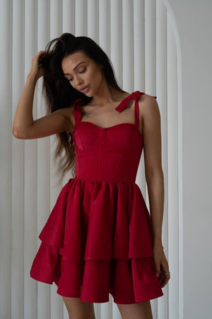 Léontine Tie-Strap Tiered Mini Dress – Mango