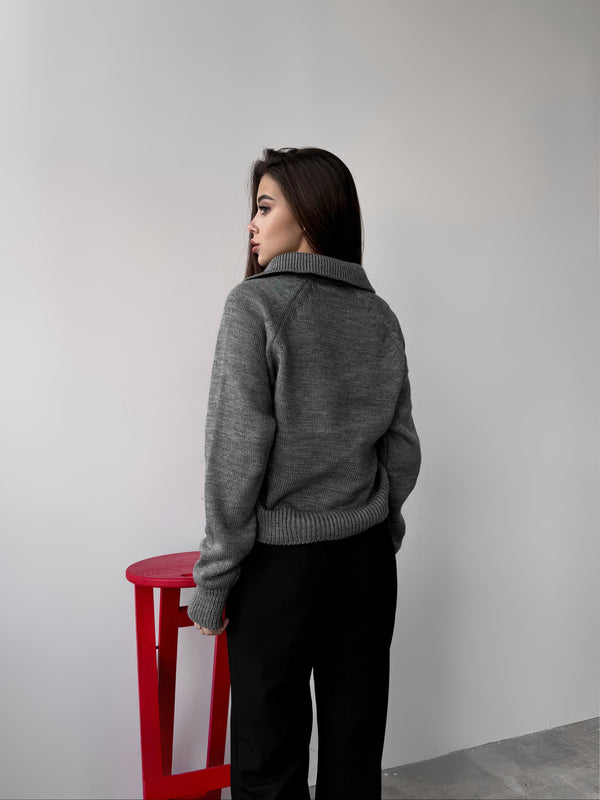 Elin Knit Blouse – Grey