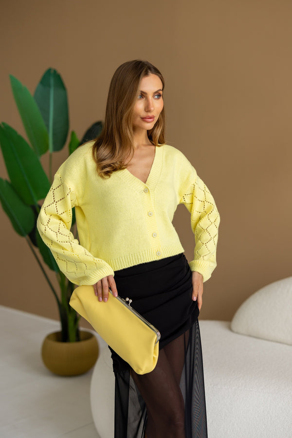 Jacinthe Fine Knit Cardigan – Yellow