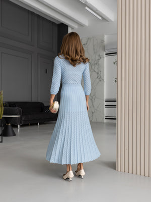 Aurelie Pointelle Knit Maxi Dress – Blue