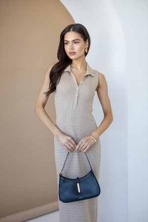 Roxane Sleeveless Polo Knit Dress – Camel