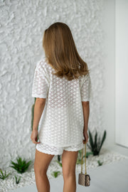 Nora Shirt & Shorts Set in Milk White