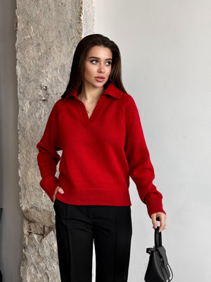 Elin Knit Blouse – Red